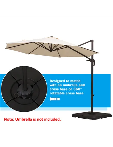 Outsunny Set of 4 Parasol Base Stand Weights for Cantilever Parasols, Water and Sand Filled, Up to 120kg, Black