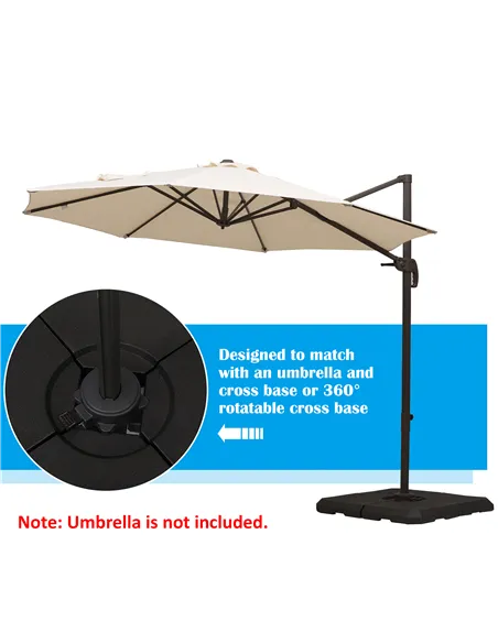Outsunny Set of 4 Parasol Base Stand Weights for Cantilever Parasols, Water and Sand Filled, Up to 120kg, Black