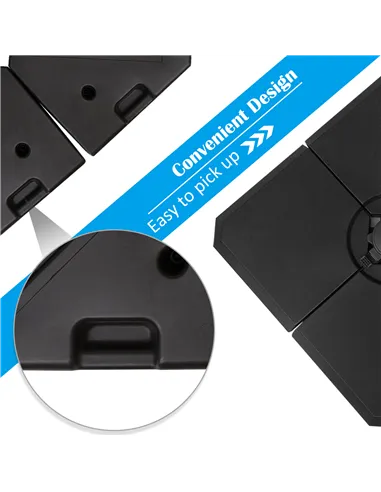 Outsunny Set of 4 Parasol Base Stand Weights for Cantilever Parasols, Water and Sand Filled, Up to 120kg, Black