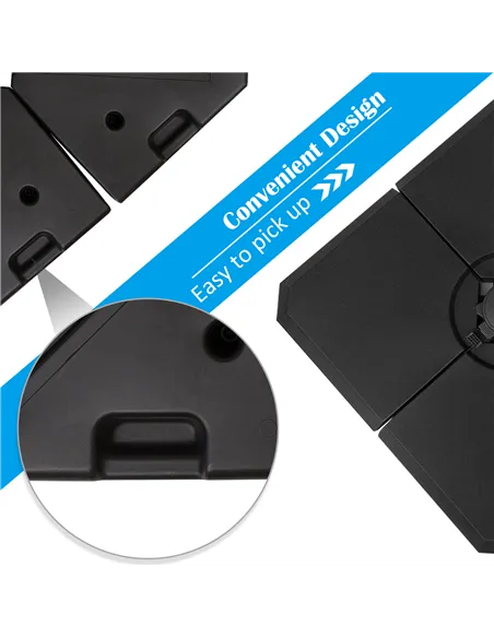 Outsunny Set of 4 Parasol Base Stand Weights for Cantilever Parasols, Water and Sand Filled, Up to 120kg, Black