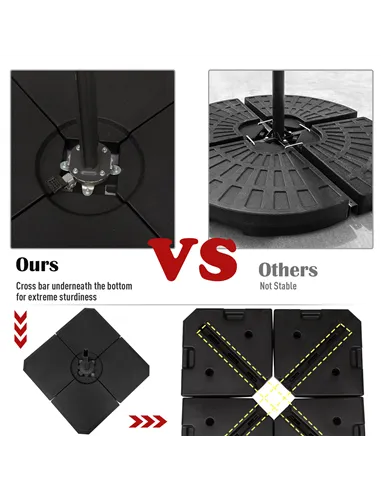 Outsunny Set of 4 Parasol Base Stand Weights for Cantilever Parasols, Water and Sand Filled, Up to 120kg, Black