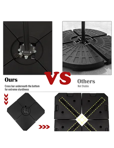 Outsunny Set of 4 Parasol Base Stand Weights for Cantilever Parasols, Water and Sand Filled, Up to 120kg, Black