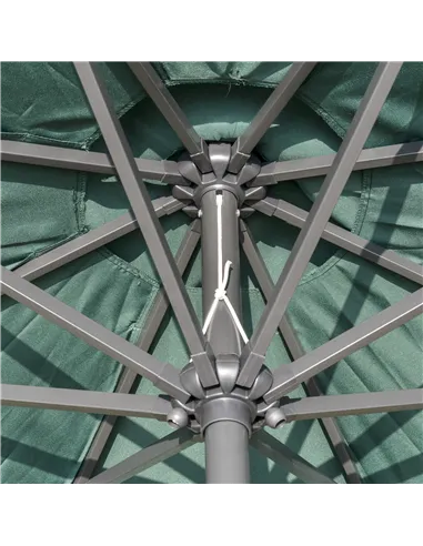 Outsunny 2.7m Patio Garden Umbrella Outdoor Parasol with Tilt Crank and 24 LEDs Lights (Green)