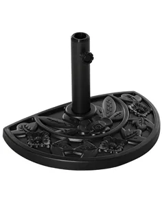 Outsunny 9kg Cement Concrete Half Round Parasol Base Umbrella Stand Garden Outdoor Accessories - Adjustable Coupler Suitable Umb