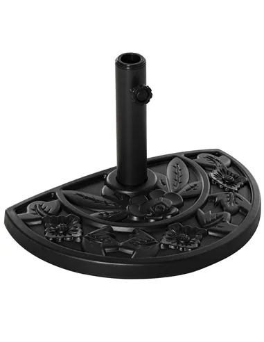 Outsunny 9kg Cement Concrete Half Round Parasol Base Umbrella Stand Garden Outdoor Accessories - Adjustable Coupler Suitable Umb