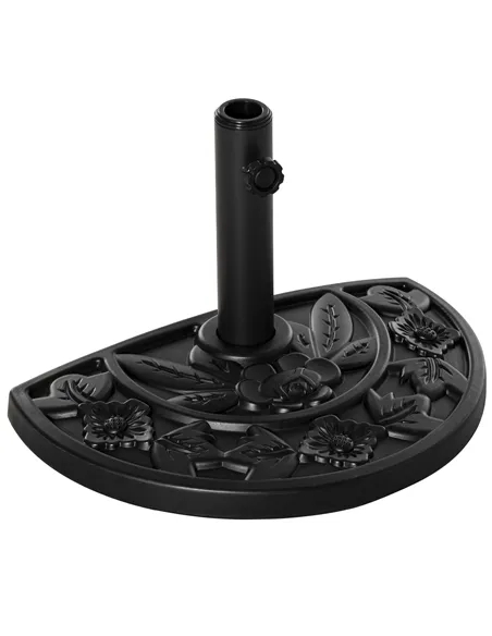 Outsunny 9kg Cement Concrete Half Round Parasol Base Umbrella Stand Garden Outdoor Accessories - Adjustable Coupler Suitable Umb