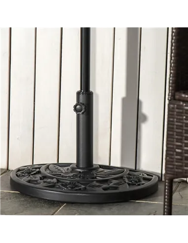 Outsunny 9kg Cement Concrete Half Round Parasol Base Umbrella Stand Garden Outdoor Accessories - Adjustable Coupler Suitable Umb