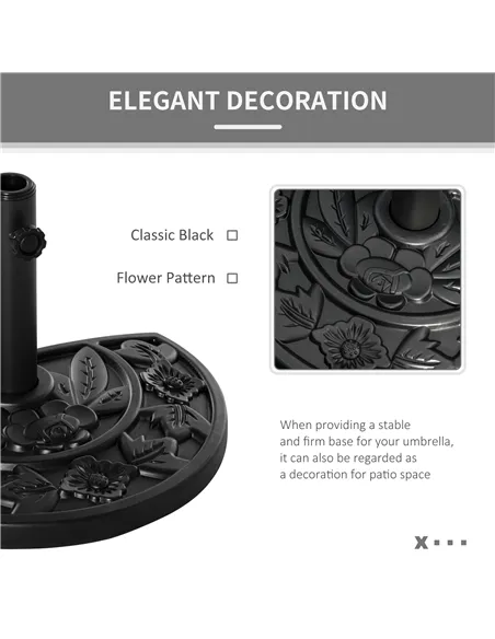 Outsunny 9kg Cement Concrete Half Round Parasol Base Umbrella Stand Garden Outdoor Accessories - Adjustable Coupler Suitable Umb