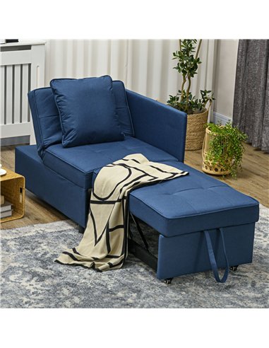 HOMCOM Convertible Single Sofa Bed with Thick Padded Seat, 3-in-1 Multi-Functional Sleeper Chair Bed with Magazine Pocket, for L