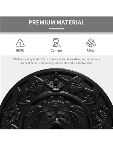 Outsunny 9kg Cement Concrete Half Round Parasol Base Umbrella Stand Garden Outdoor Accessories - Adjustable Coupler Suitable Umb