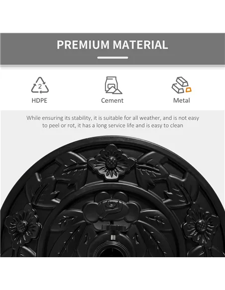 Outsunny 9kg Cement Concrete Half Round Parasol Base Umbrella Stand Garden Outdoor Accessories - Adjustable Coupler Suitable Umb