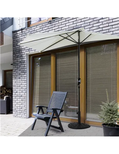 Outsunny 9kg Cement Concrete Half Round Parasol Base Umbrella Stand Garden Outdoor Accessories - Adjustable Coupler Suitable Umb