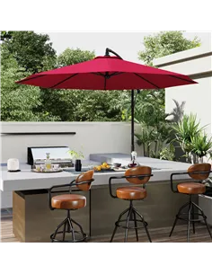 Outsunny Cantilever Umbrella Parasol Hanging Banana Steel Dark Green 3M Patio Wine Red 2
