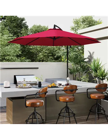 Outsunny Cantilever Umbrella Parasol Hanging Banana Steel Dark Green 3M Patio Wine Red