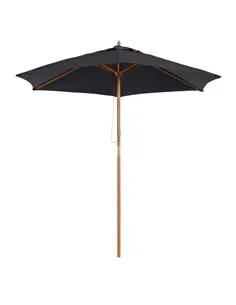 Outsunny 2.5m Wood Garden Parasol Sun Shade Patio Outdoor Wooden Umbrella Canopy Black