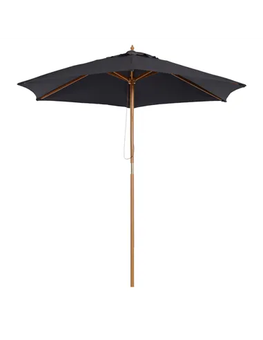 Outsunny 2.5m Wood Garden Parasol Sun Shade Patio Outdoor Wooden Umbrella Canopy Black