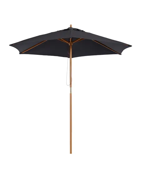 Outsunny 2.5m Wood Garden Parasol Sun Shade Patio Outdoor Wooden Umbrella Canopy Black