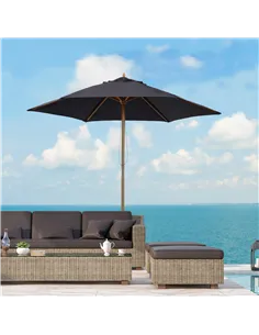 Outsunny 2.5m Wood Garden Parasol Sun Shade Patio Outdoor Wooden Umbrella Canopy Black 2