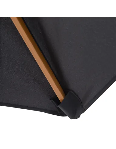 Outsunny 2.5m Wood Garden Parasol Sun Shade Patio Outdoor Wooden Umbrella Canopy Black
