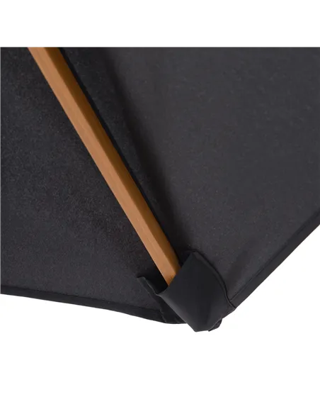 Outsunny 2.5m Wood Garden Parasol Sun Shade Patio Outdoor Wooden Umbrella Canopy Black