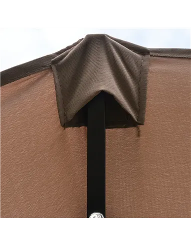 Outsunny Garden Parasol 4.4m Double-Sided Sun Umbrella Patio Parasol LED Solar Lights Khaki