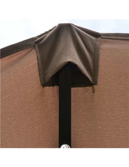 Outsunny Garden Parasol 4.4m Double-Sided Sun Umbrella Patio Parasol LED Solar Lights Khaki