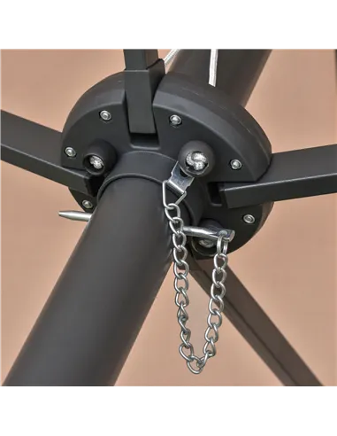 Outsunny Garden Parasol 4.4m Double-Sided Sun Umbrella Patio Parasol LED Solar Lights Khaki