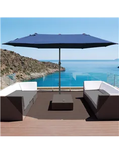 Outsunny 4.6M Sun Umbrella Canopy Double-sided Crank Sun Shade w/ Cross Base Dark Blue 2