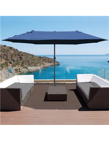 Outsunny 4.6M Sun Umbrella Canopy Double-sided Crank Sun Shade w/ Cross Base Dark Blue