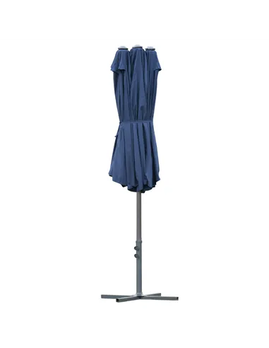 Outsunny 4.6M Sun Umbrella Canopy Double-sided Crank Sun Shade w/ Cross Base Dark Blue