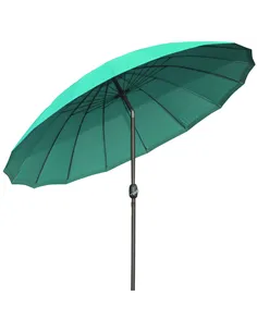 Outsunny 2.5m Shanghai Garden Parasol Umbrella with Crank & Tilt, Adjustable Outdoor Sun Shade, Green