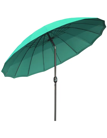 Outsunny 2.5m Shanghai Garden Parasol Umbrella with Crank & Tilt, Adjustable Outdoor Sun Shade, Green