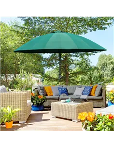 Outsunny 2.5m Shanghai Garden Parasol Umbrella with Crank & Tilt, Adjustable Outdoor Sun Shade, Green 2