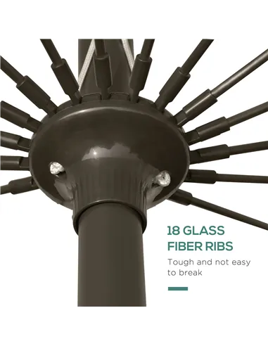 Outsunny 2.5m Shanghai Garden Parasol Umbrella with Crank & Tilt, Adjustable Outdoor Sun Shade, Green