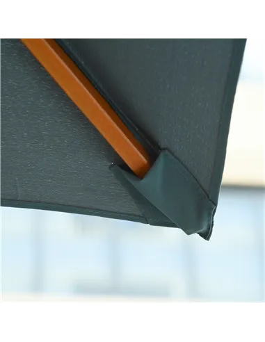 Outsunny 3 x 3 metre Patio Parasol Garden Umbrellas Sunshade Outdoor Wooden Parasol Canopy Double Tier, Dark Grey, BASE NOT INCL