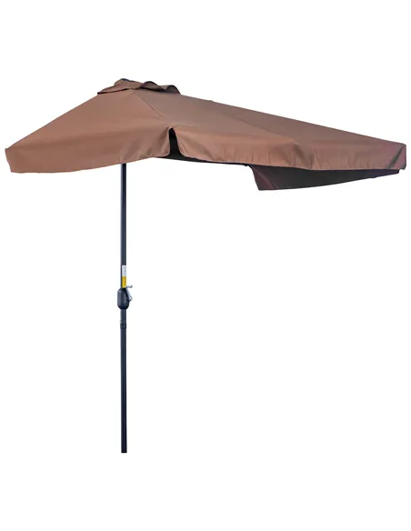 Outsunny 2.3m Half-Square Parasol, for Balconies and Walls - Brown