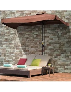 Outsunny 2.3m Half-Square Parasol, for Balconies and Walls - Brown 2