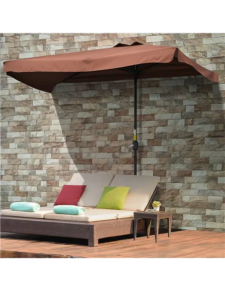 Outsunny 2.3m Half-Square Parasol, for Balconies and Walls - Brown