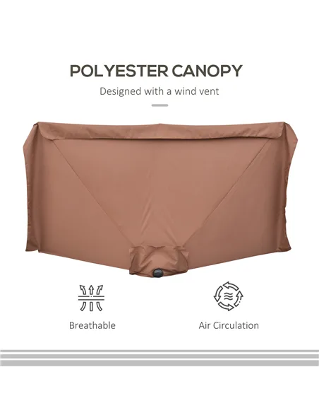Outsunny 2.3m Half-Square Parasol, for Balconies and Walls - Brown