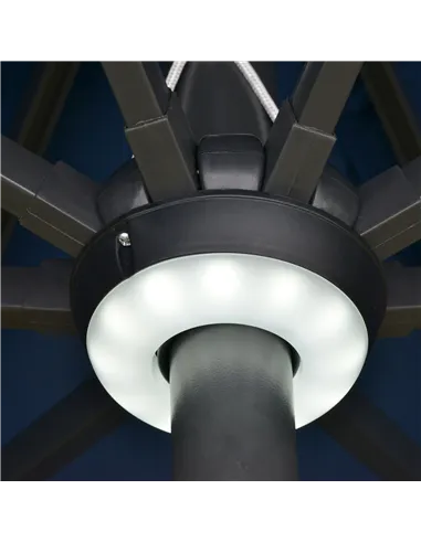 Outsunny 2.7m Garden Parasol Sun Umbrella w/ LED Solar Light Angled Canopy Blue