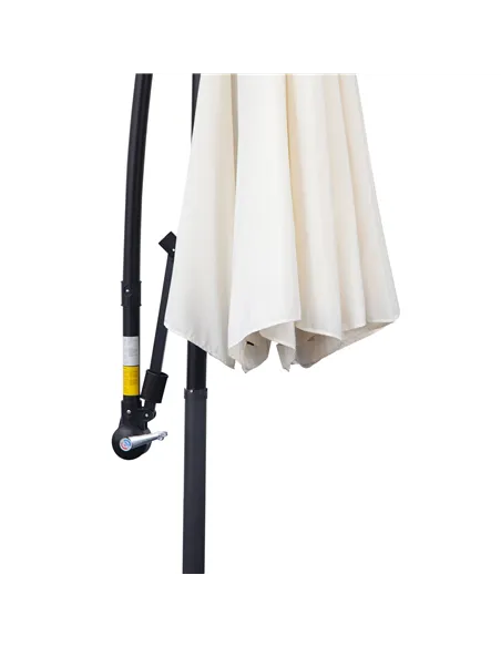Outsunny 3m Banana Umbrella Parasol, Offset Cantilever Parasol Umbrella with Cross Base, Cream White