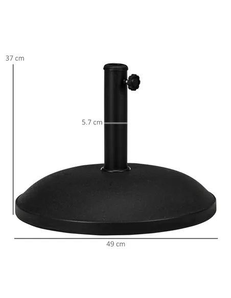 Outsunny 25 kg Parasol Base, Heavy Duty Concrete Patio Umbrella Stand with Adjustable Knob, 49 cm Round Garden Parasol Holder fo