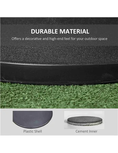Outsunny 25 kg Parasol Base, Heavy Duty Concrete Patio Umbrella Stand with Adjustable Knob, 49 cm Round Garden Parasol Holder fo