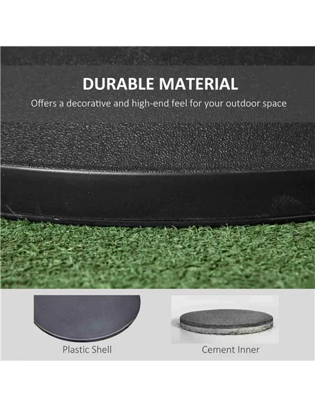 Outsunny 25 kg Parasol Base, Heavy Duty Concrete Patio Umbrella Stand with Adjustable Knob, 49 cm Round Garden Parasol Holder fo