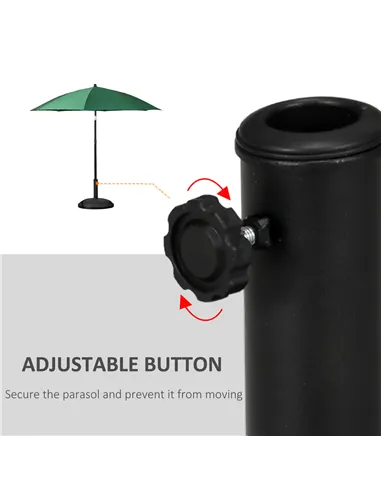 Outsunny 25 kg Parasol Base, Heavy Duty Concrete Patio Umbrella Stand with Adjustable Knob, 49 cm Round Garden Parasol Holder fo