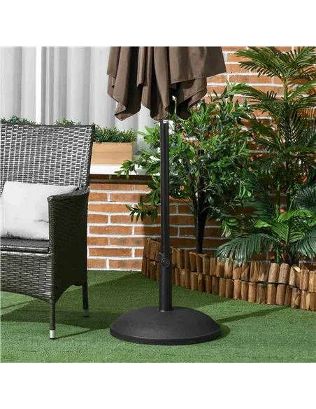 Outsunny 25 kg Parasol Base, Heavy Duty Concrete Patio Umbrella Stand with Adjustable Knob, 49 cm Round Garden Parasol Holder fo