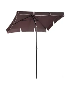 Outsunny Garden Parasol Umbrella, Outdoor Market Table Umbrella with Ruffles & Aluminium Pole, Rectangular Tilting Parasol Sun S