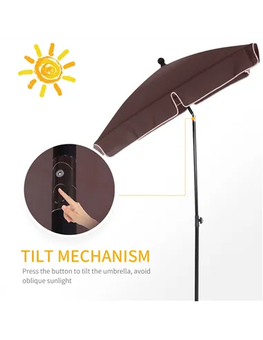 Outsunny Garden Parasol Umbrella, Outdoor Market Table Umbrella with Ruffles & Aluminium Pole, Rectangular Tilting Parasol Sun S