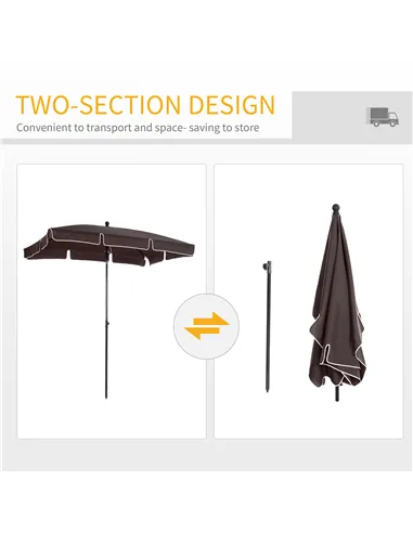 Outsunny Garden Parasol Umbrella, Outdoor Market Table Umbrella with Ruffles & Aluminium Pole, Rectangular Tilting Parasol Sun S
