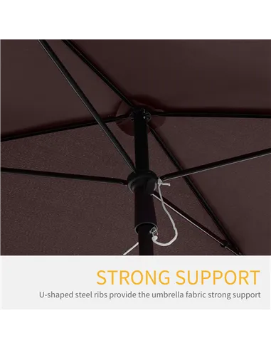 Outsunny Garden Parasol Umbrella, Outdoor Market Table Umbrella with Ruffles & Aluminium Pole, Rectangular Tilting Parasol Sun S